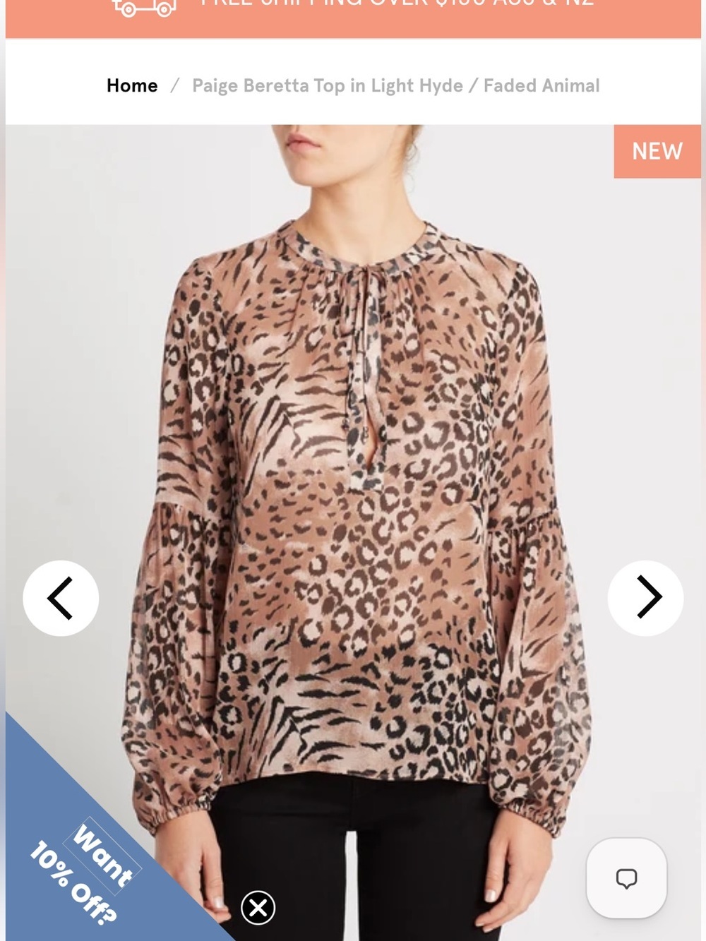 PAIGE Beretta Top in Light Hyde Animal Print Women’s Small Mob Wife Silk